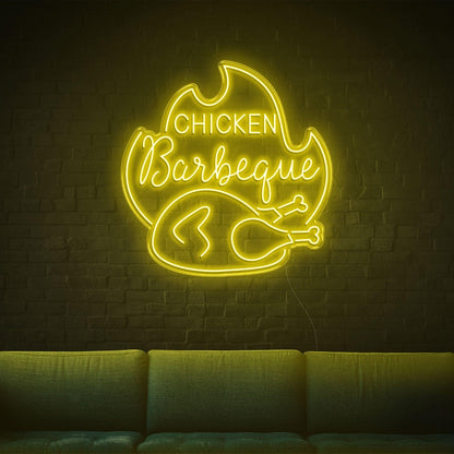 Chicken Bbq Flame Red Led Neon Sign For Restaurant Home Decor | Shineneon