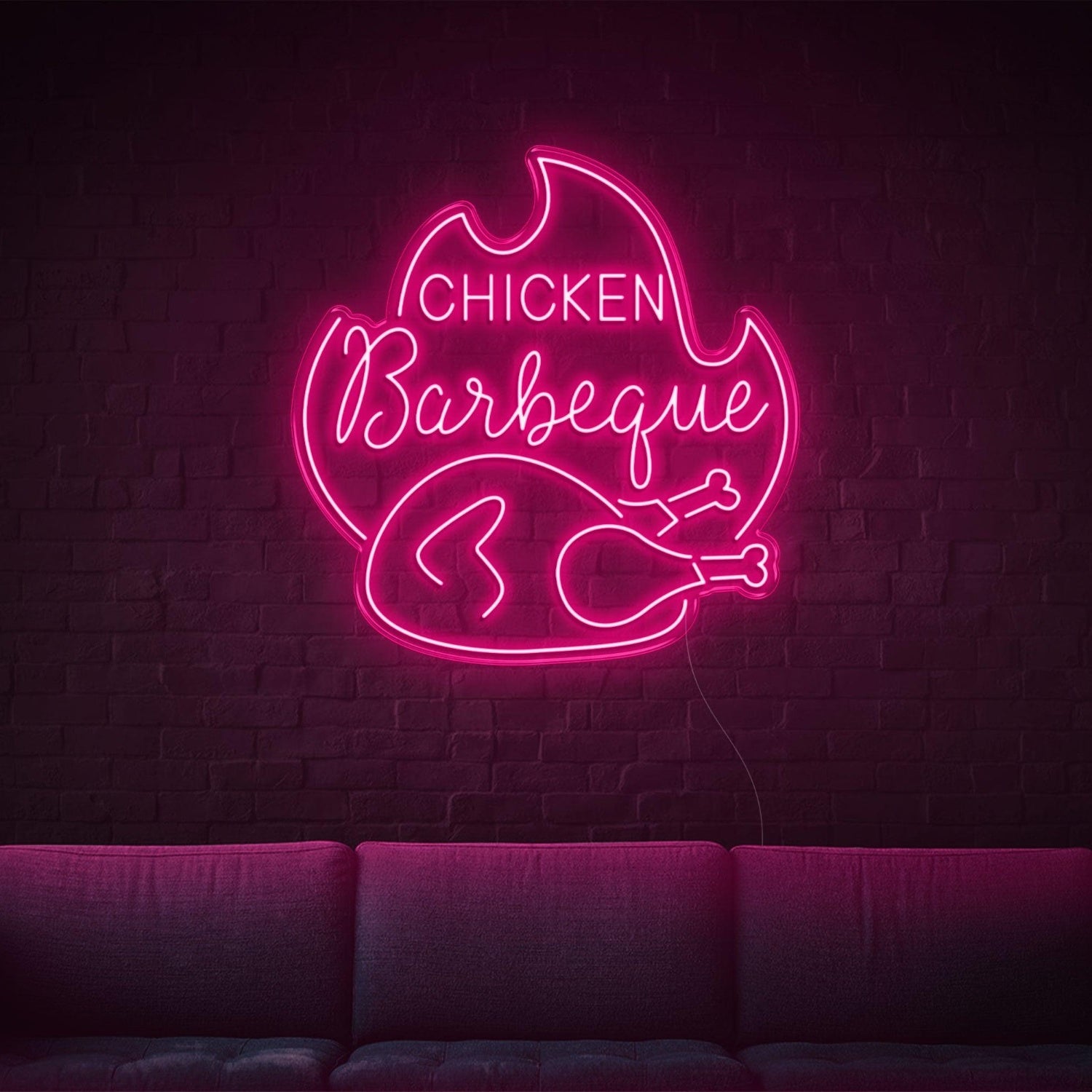 Chicken Bbq Flame Red Led Neon Sign For Restaurant Home Decor | Shineneon