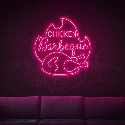 Chicken Bbq Flame Red Led Neon Sign For Restaurant Home Decor | Shineneon