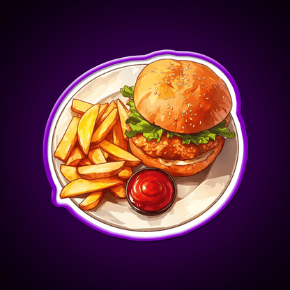 Chicken Burger And Fries Fast Food Led Neon Sign For Burger Place Rgb Color - Shineneon