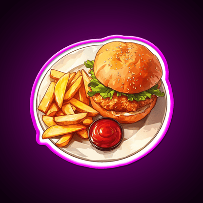 Chicken Burger And Fries Fast Food Led Neon Sign For Burger Place Rgb Color - Shineneon