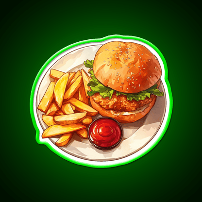Chicken Burger And Fries Fast Food Led Neon Sign For Burger Place Rgb Color - Shineneon