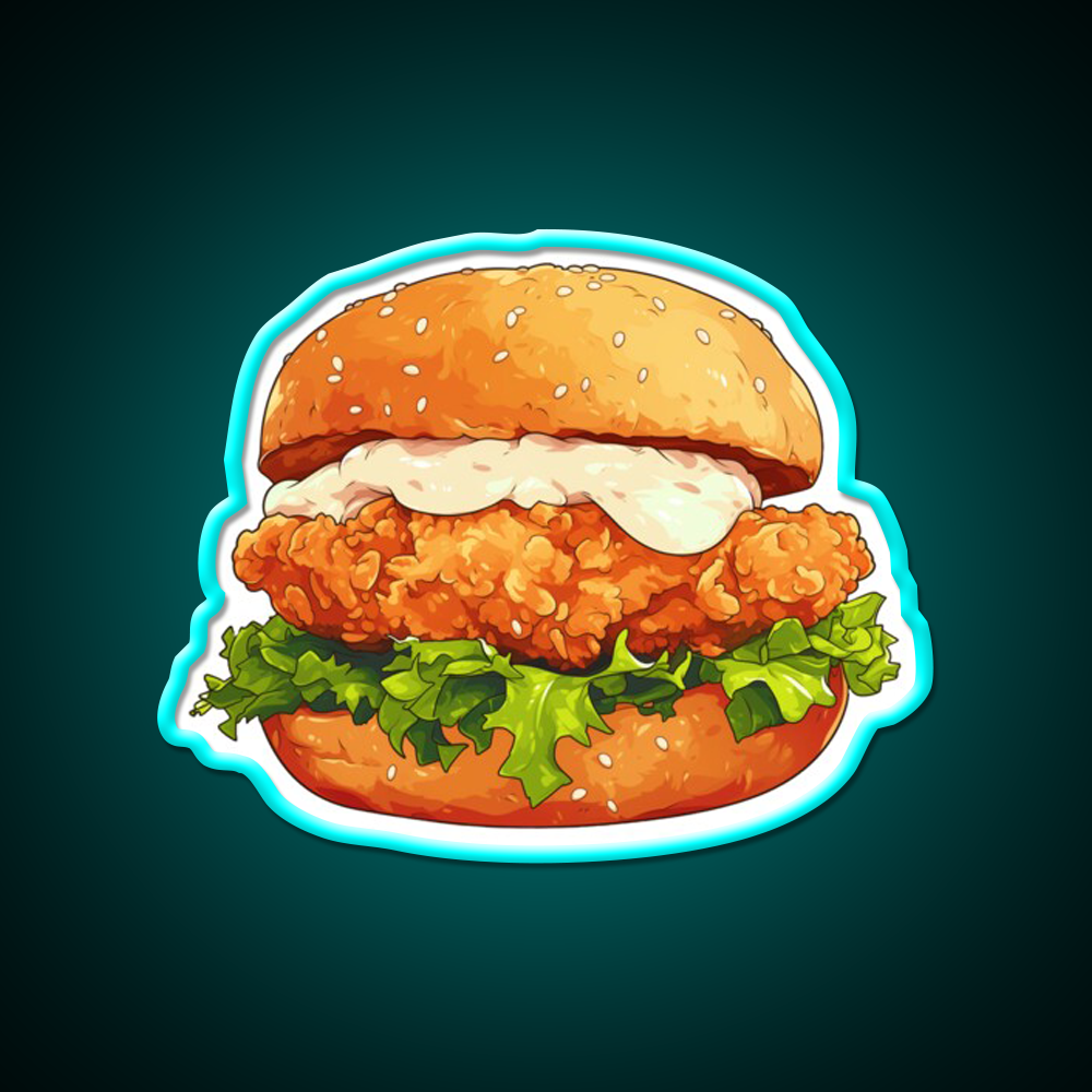 Chicken Burger Fast Food Led Neon Sign For Burger Place Rgb Color