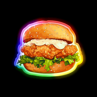 Chicken Burger Fast Food Led Neon Sign For Burger Place Rgb Color