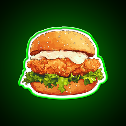 Chicken Burger Fast Food Led Neon Sign For Burger Place Rgb Color