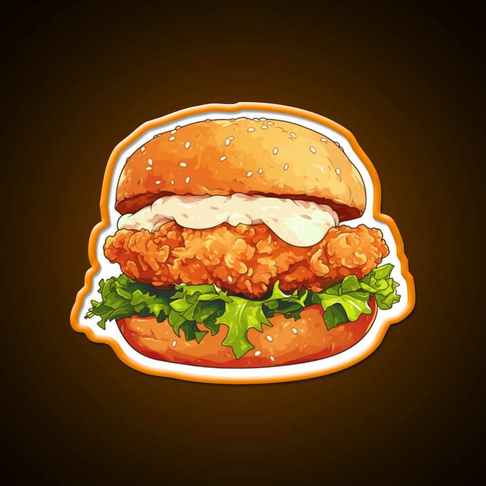 Chicken Burger Fast Food Led Neon Sign For Burger Place Rgb Color