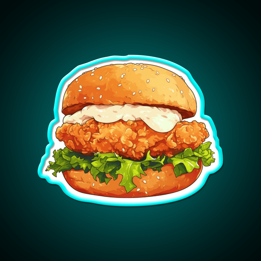 Chicken Burger Fast Food Led Neon Sign For Burger Place Rgb Color - Shineneon