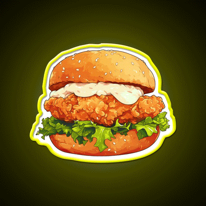 Chicken Burger Fast Food Led Neon Sign For Burger Place Rgb Color