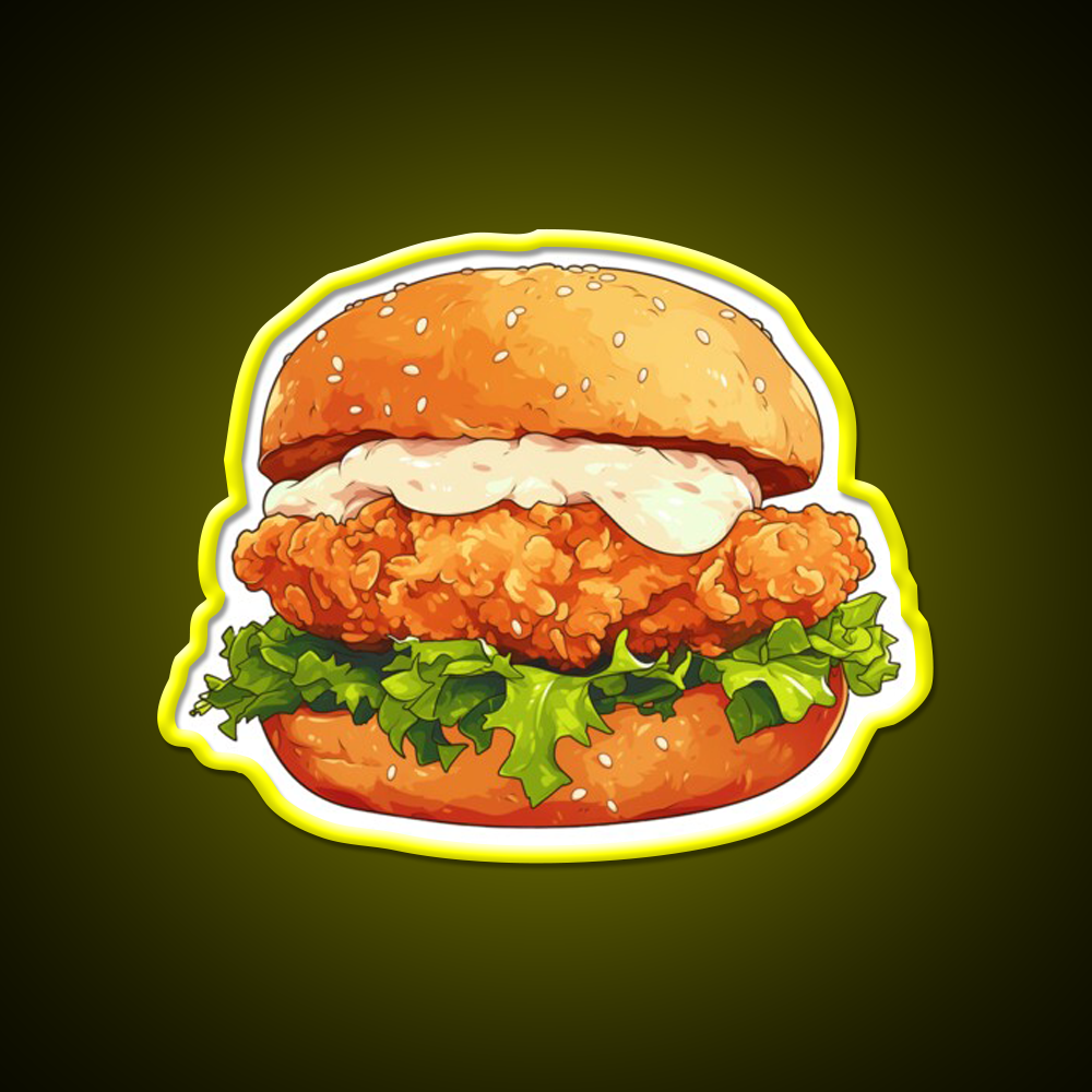 Chicken Burger Fast Food Led Neon Sign For Burger Place Rgb Color