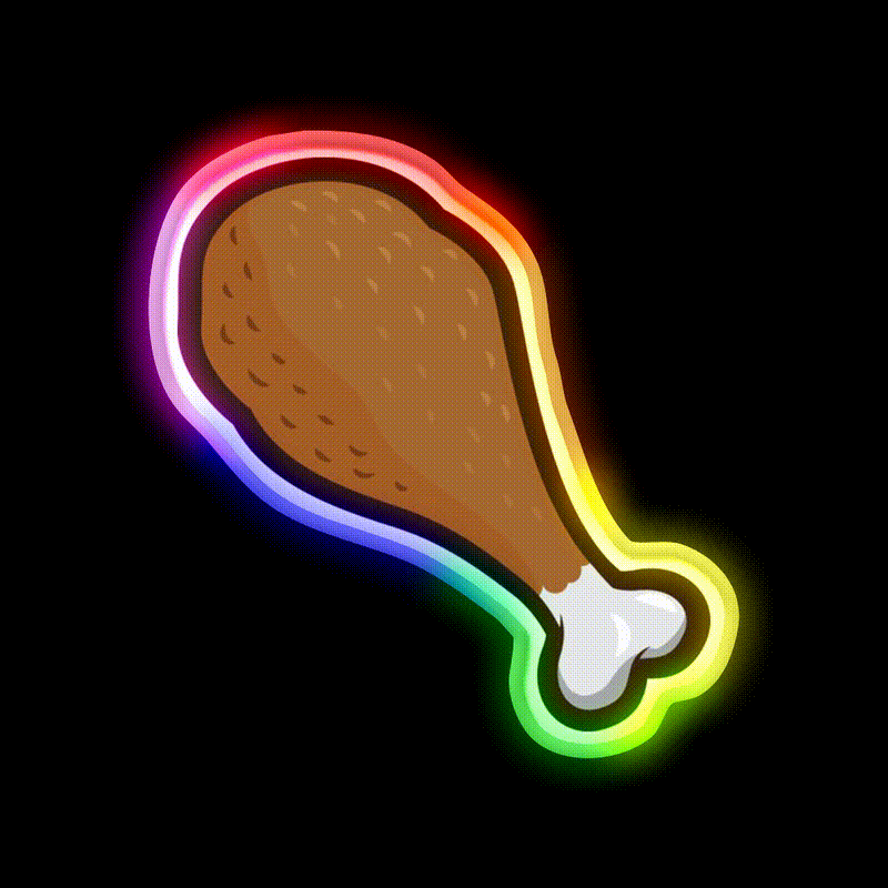 Chicken Drumsticks Snack Food Led Neon Sign Rgb Color - LED neon sign close-up detail