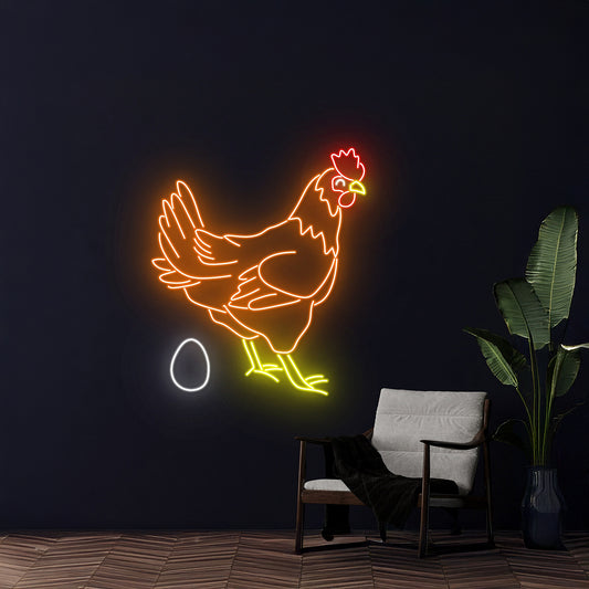 Chicken Laying Egg Neon Light