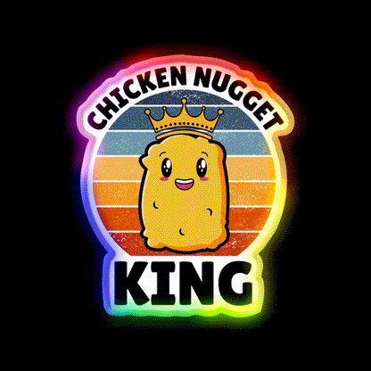 Chicken Nugget King Birthday Fast Food Led Neon Sign For Burger Place Rgb Color