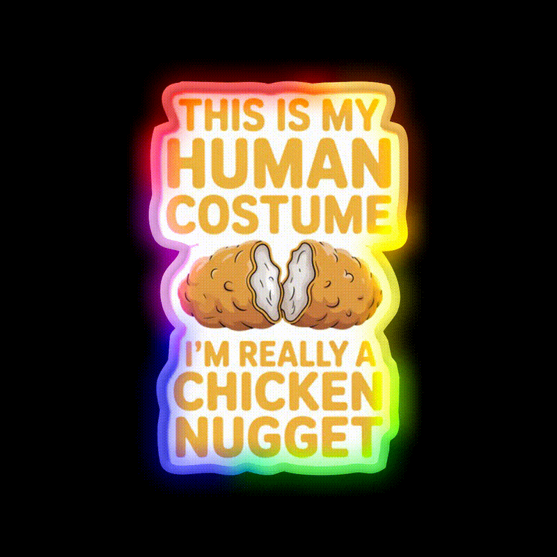 Chicken Nugget Snack Food Led Neon Sign Rgb Color - LED neon sign close-up detail
