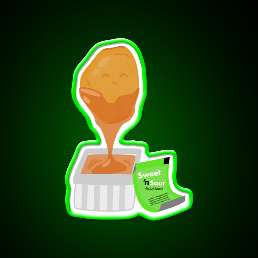 Chicken Nugget Sweet N Sour Sauce Fast Food Led Neon Sign For Burger Place Rgb Color