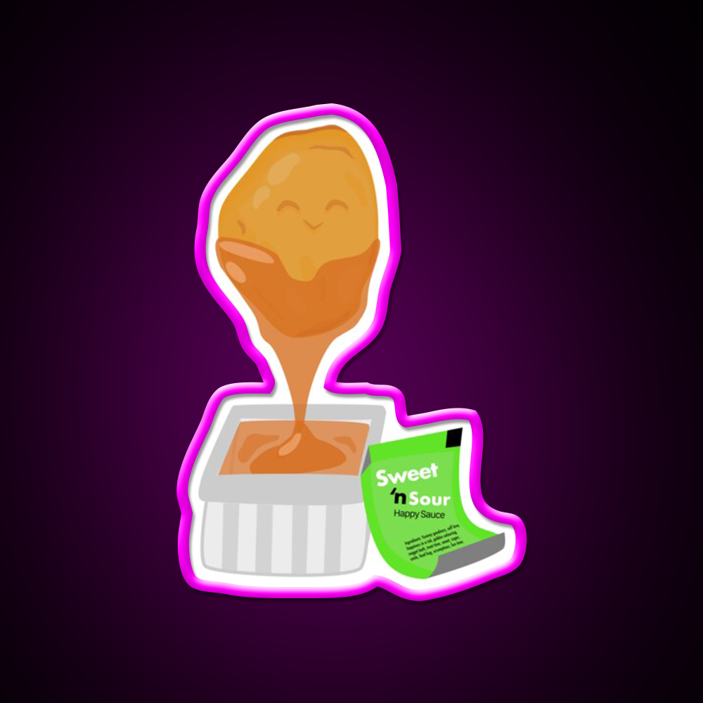 Chicken Nugget Sweet N Sour Sauce Fast Food Led Neon Sign For Burger Place Rgb Color