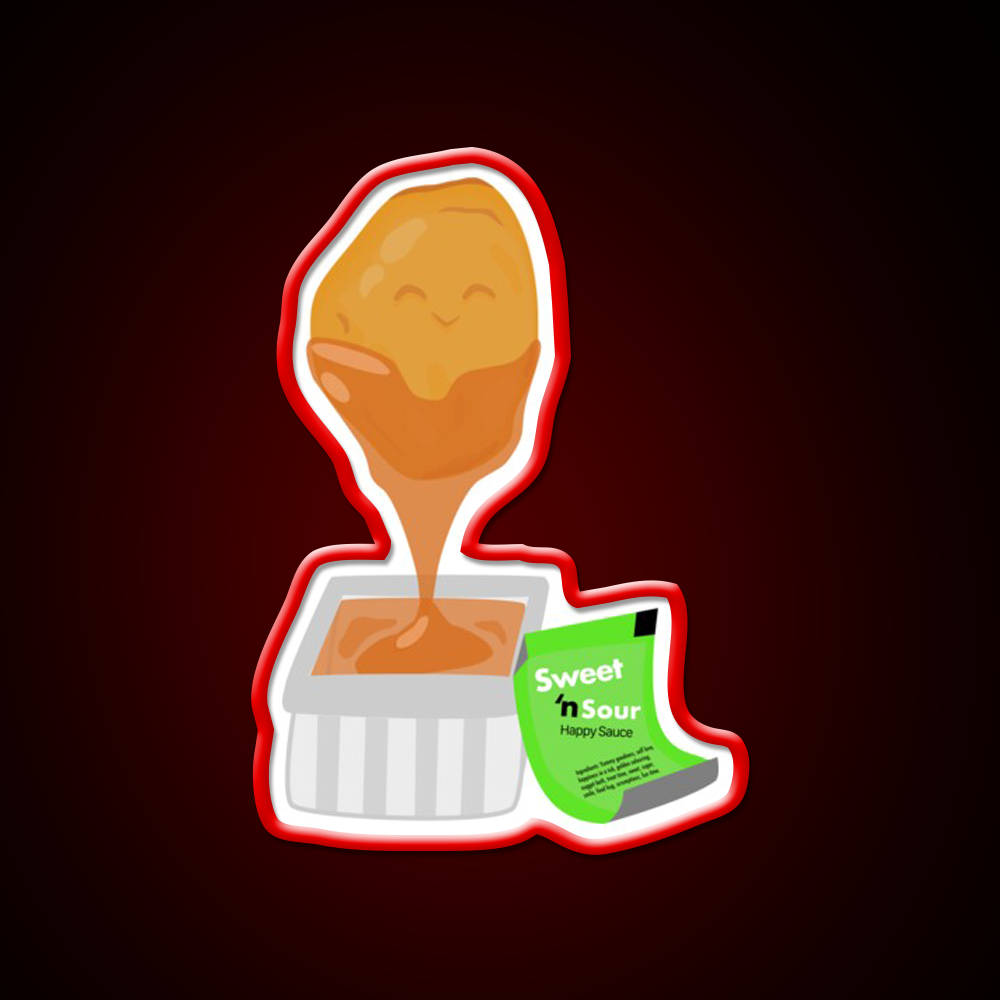 Chicken Nugget Sweet N Sour Sauce Fast Food Led Neon Sign For Burger Place Rgb Color