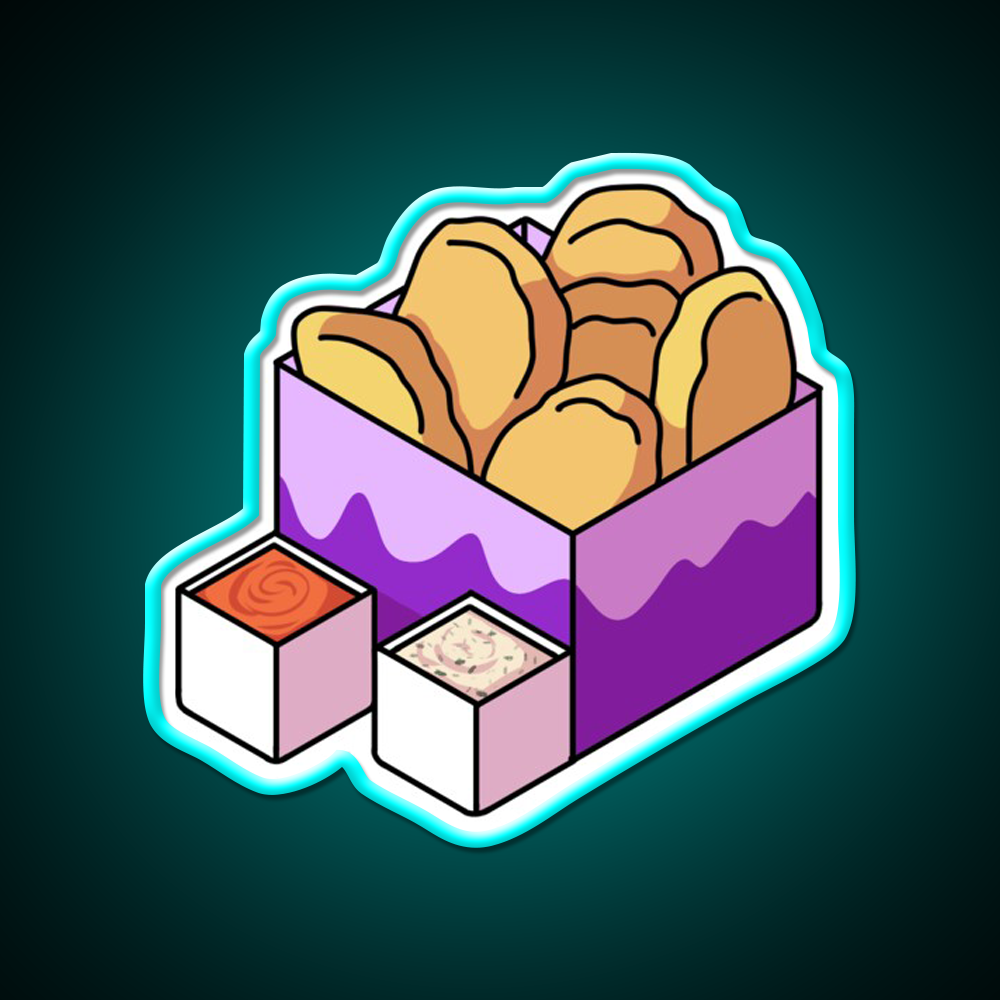 Chicken Nuggets Fast Food Led Neon Sign For Burger Place Wall Decor Rgb Color