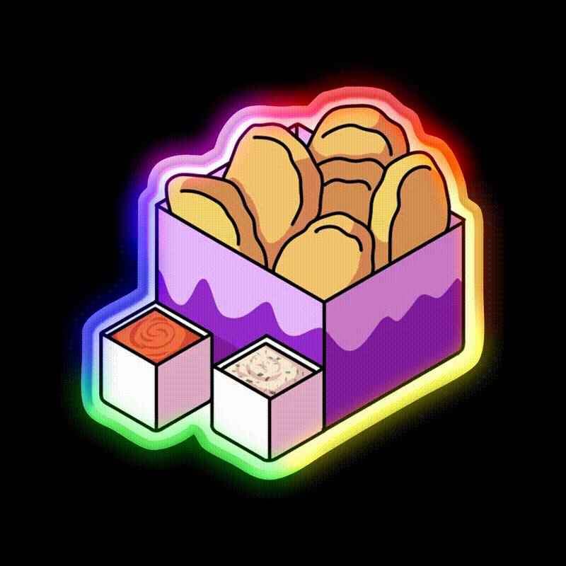 Chicken Nuggets Fast Food Led Neon Sign For Burger Place Wall Decor Rgb Color