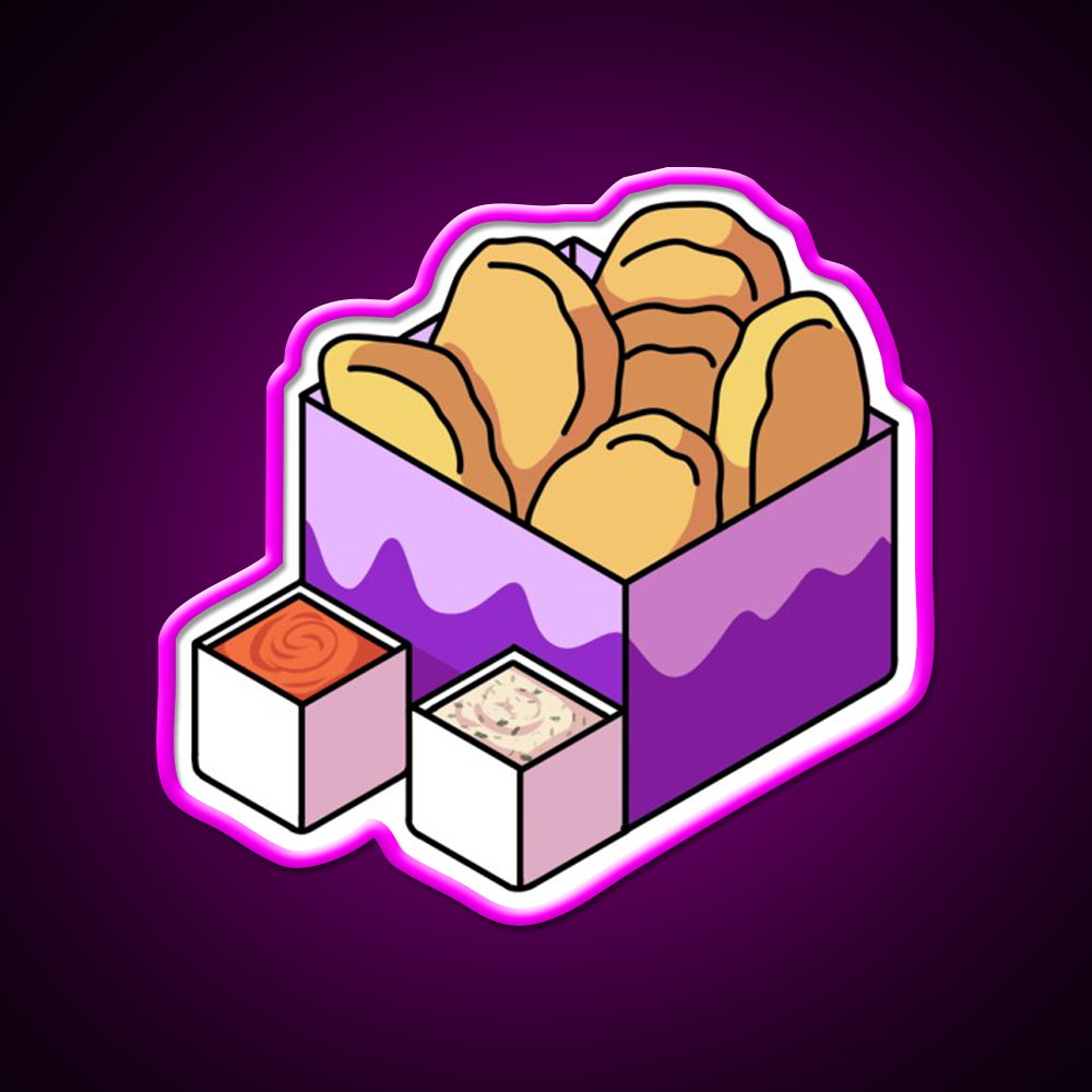 Chicken Nuggets Fast Food Led Neon Sign For Burger Place Wall Decor Rgb Color