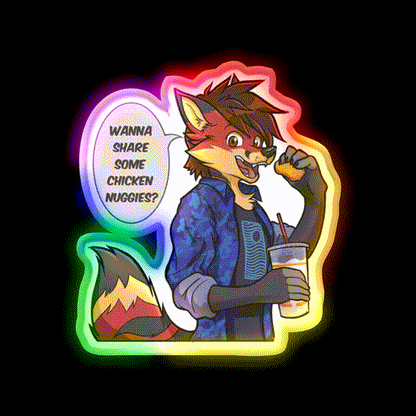 Chicken Nuggies Toku Furry Fox Fast Food Led Neon Sign For Burger Place Rgb Color