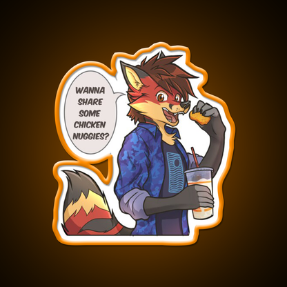 Chicken Nuggies Toku Furry Fox Fast Food Led Neon Sign For Burger Place Rgb Color