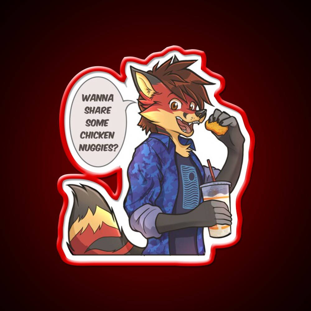 Chicken Nuggies Toku Furry Fox Fast Food Led Neon Sign For Burger Place Rgb Color