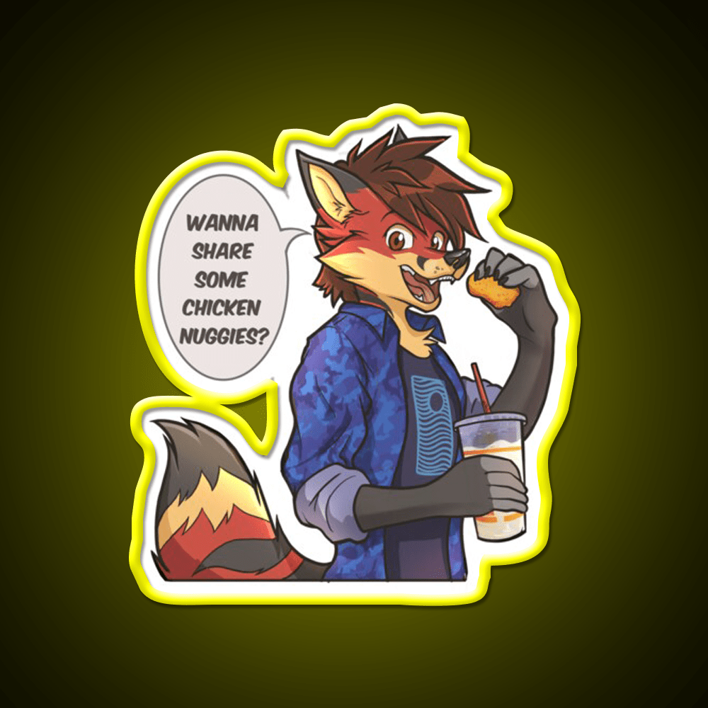 Chicken Nuggies Toku Furry Fox Fast Food Led Neon Sign For Burger Place Rgb Color - Shineneon