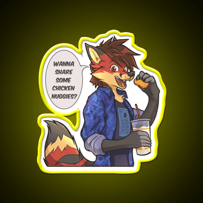 Chicken Nuggies Toku Furry Fox Fast Food Led Neon Sign For Burger Place Rgb Color - Shineneon