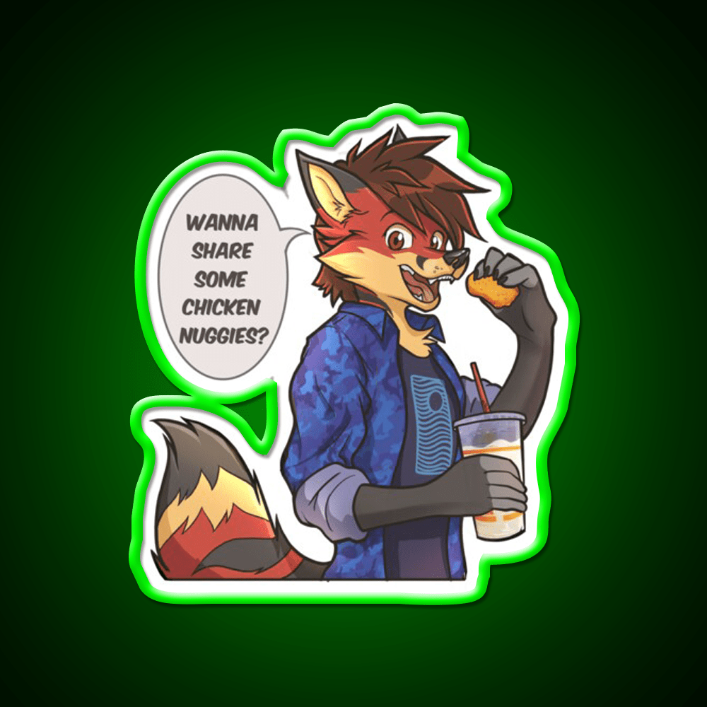 Chicken Nuggies Toku Furry Fox Fast Food Led Neon Sign For Burger Place Rgb Color - Shineneon