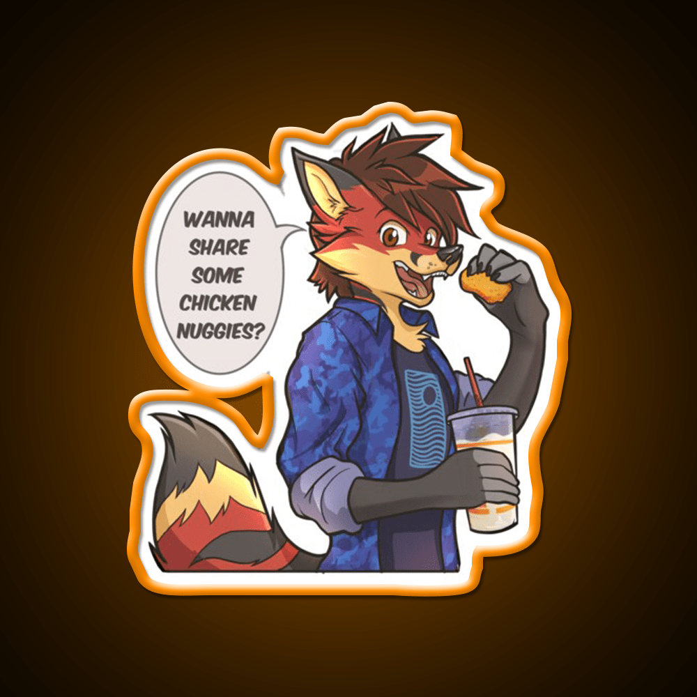 Chicken Nuggies Toku Furry Fox Fast Food Led Neon Sign For Burger Place Rgb Color - Shineneon