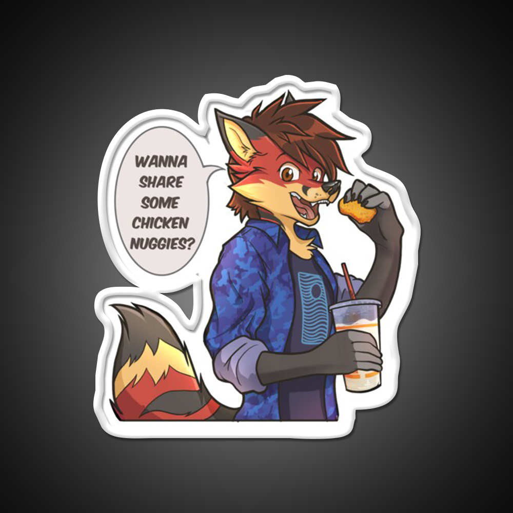 Chicken Nuggies Toku Furry Fox Fast Food Led Neon Sign For Burger Place Rgb Color