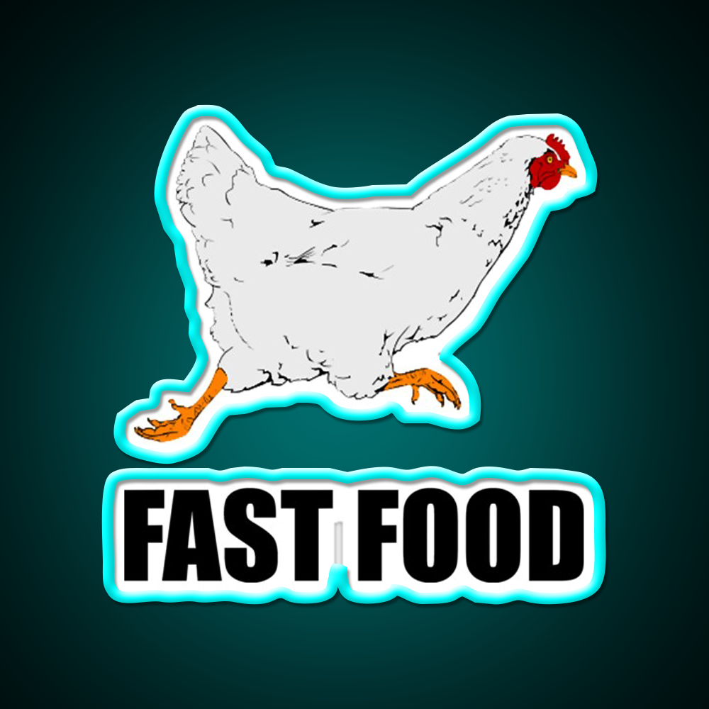 Chicken Running Fast Food Led Neon Sign For Burger Place Rgb Color