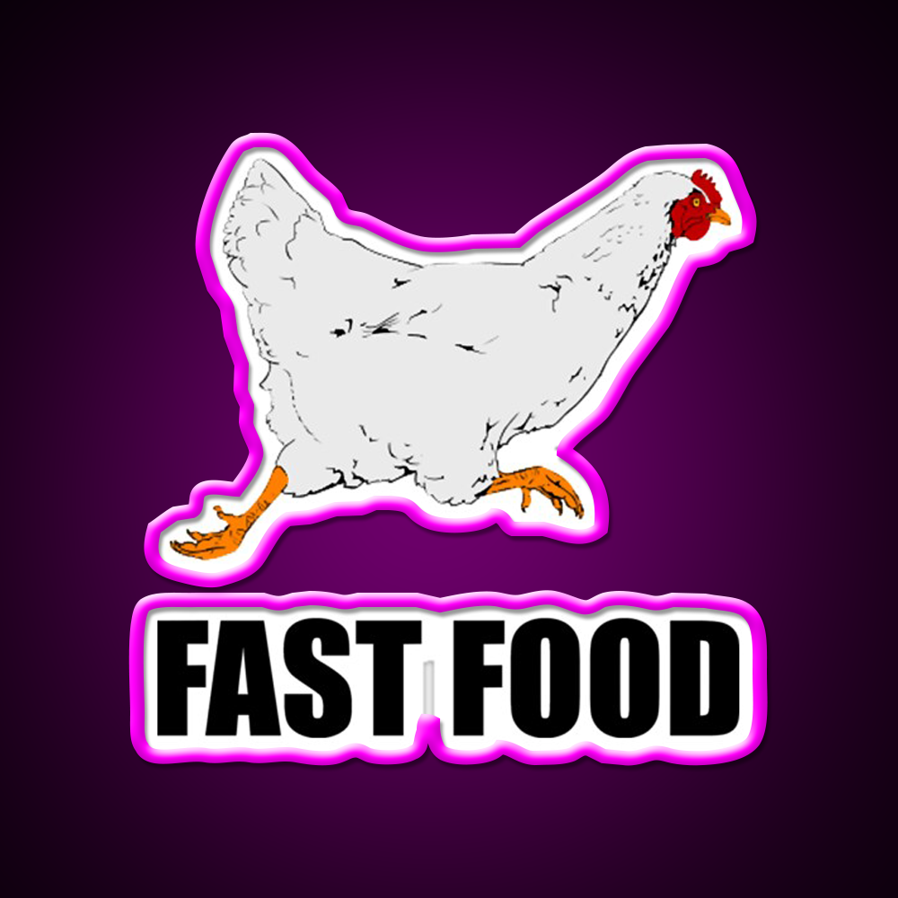 Chicken Running Fast Food Led Neon Sign For Burger Place Rgb Color