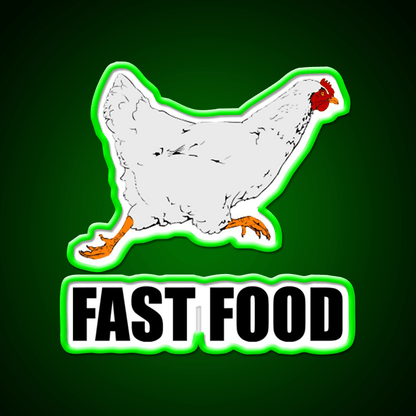 Chicken Running Fast Food Led Neon Sign For Burger Place Rgb Color - Shineneon