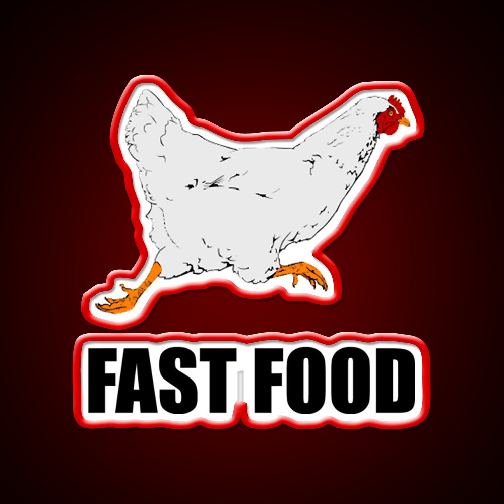 Chicken Running Fast Food Led Neon Sign For Burger Place Rgb Color - Shineneon