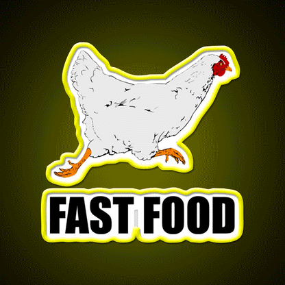 Chicken Running Fast Food Led Neon Sign For Burger Place Rgb Color
