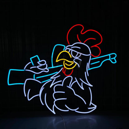 Chicken Shooting Led Sign Room Wall Deco | Shineneon