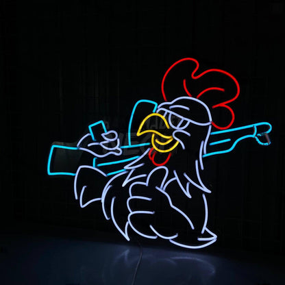 Chicken Shooting Led Sign Room Wall Deco | Shineneon