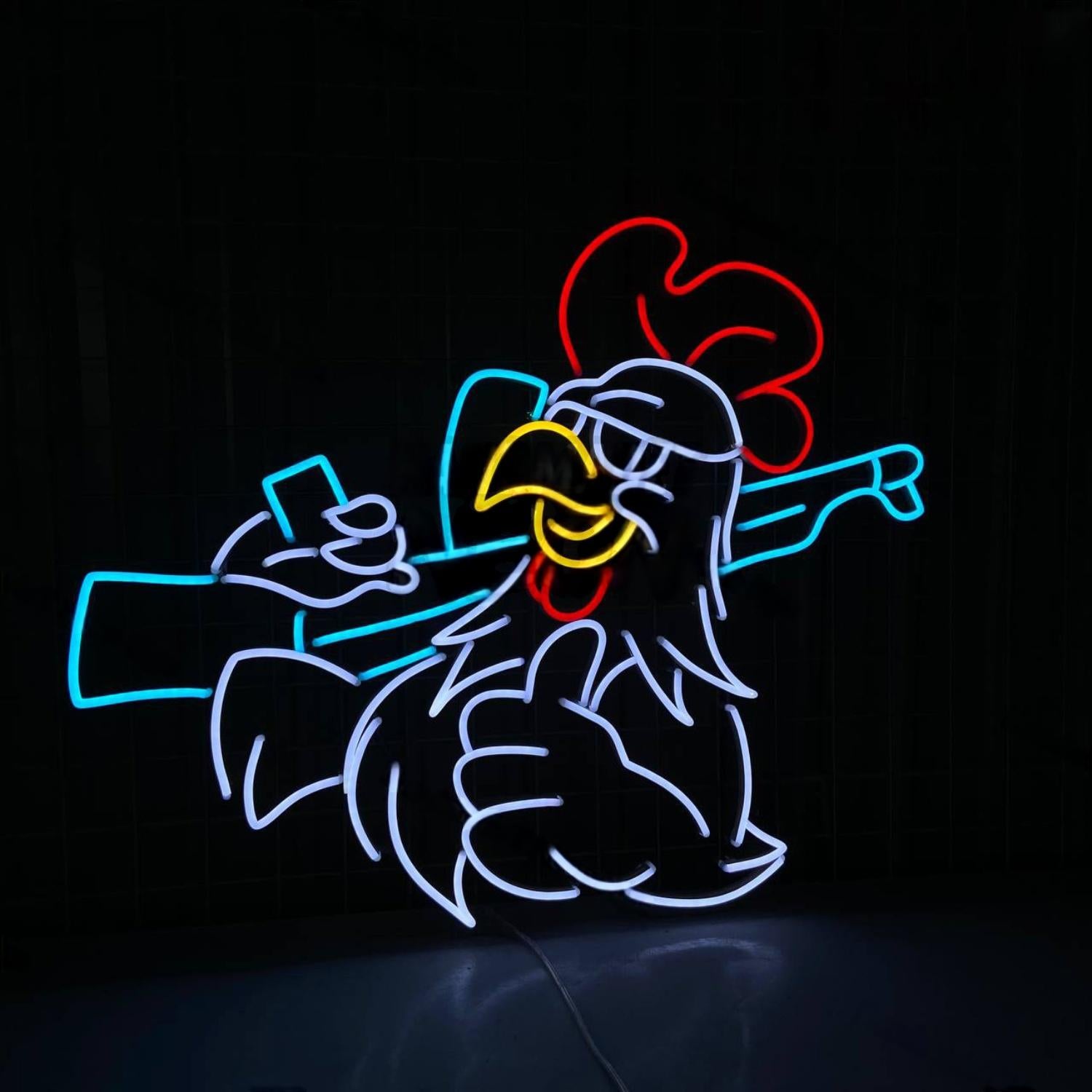 Chicken Shooting Led Sign Room Wall Deco | Shineneon