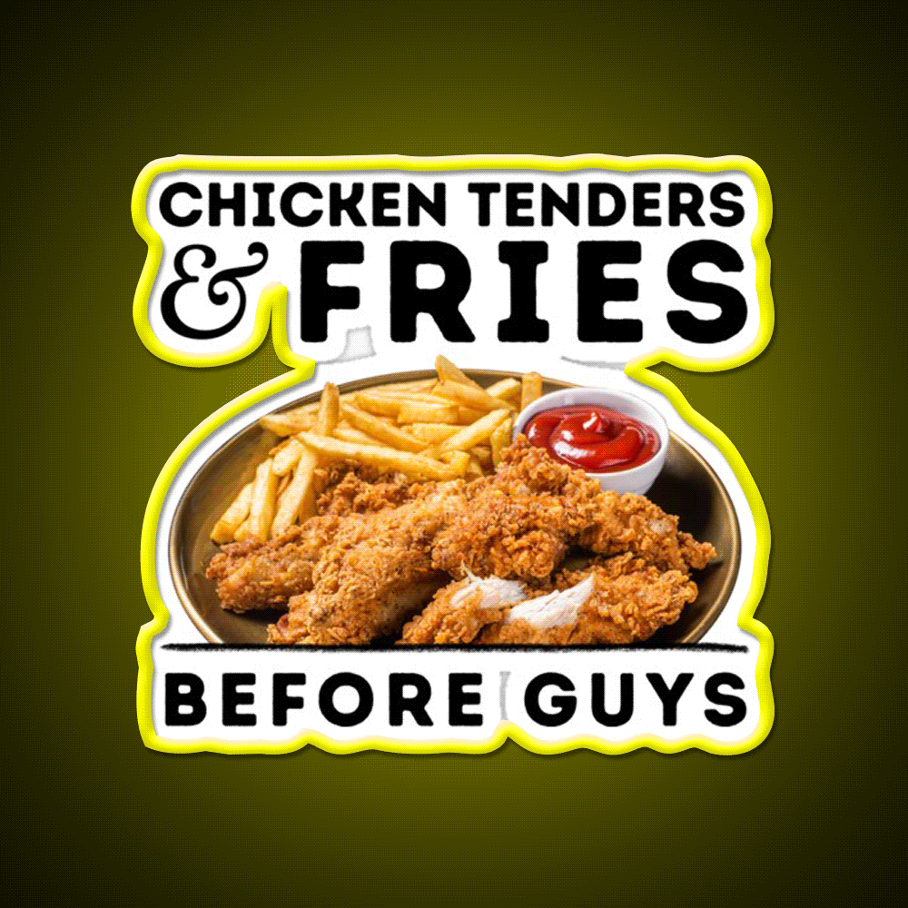 Chicken Tenders And Fries Before Guys Led Neon Sign For Burger Place Rgb Color - Custom LED neon sign front view