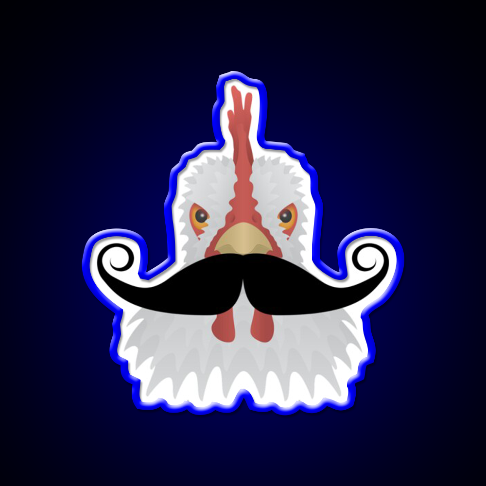 Chicken With A Moustache Fast Food Led Neon Sign For Burger Place Rgb Color