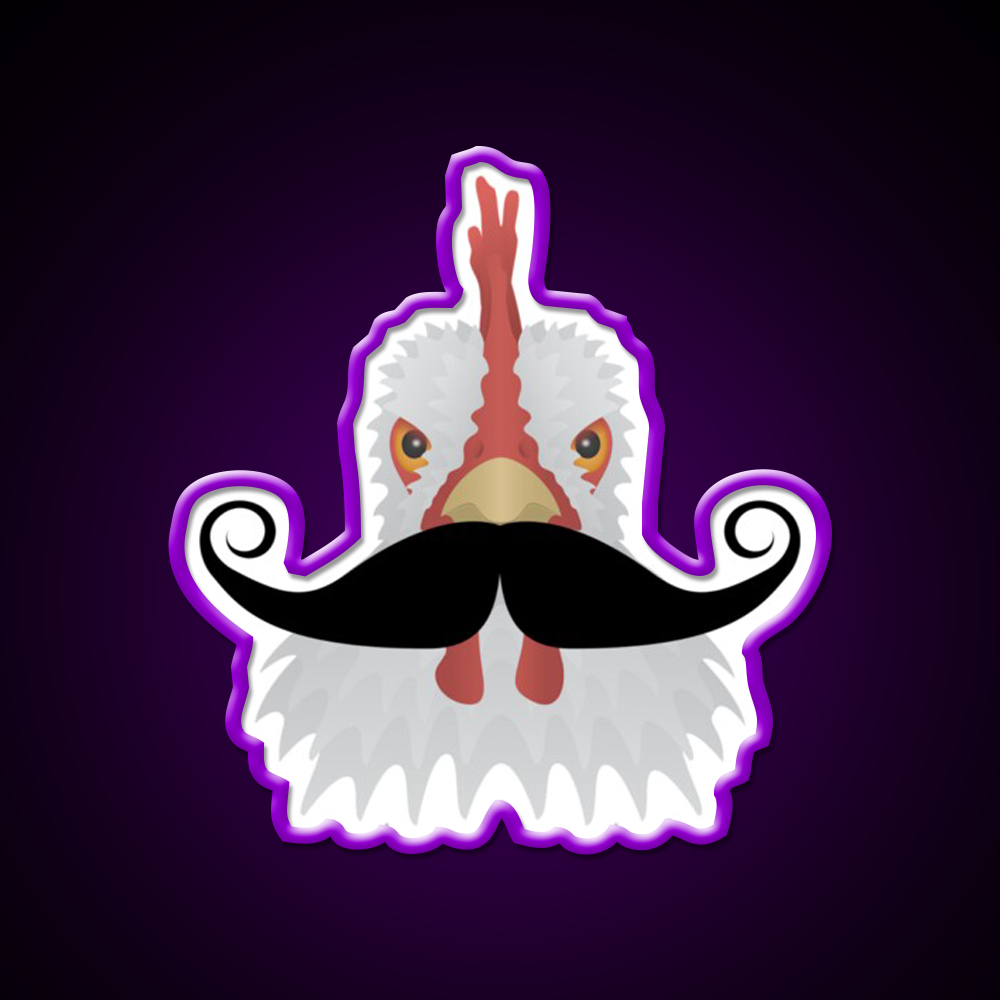 Chicken With A Moustache Fast Food Led Neon Sign For Burger Place Rgb Color