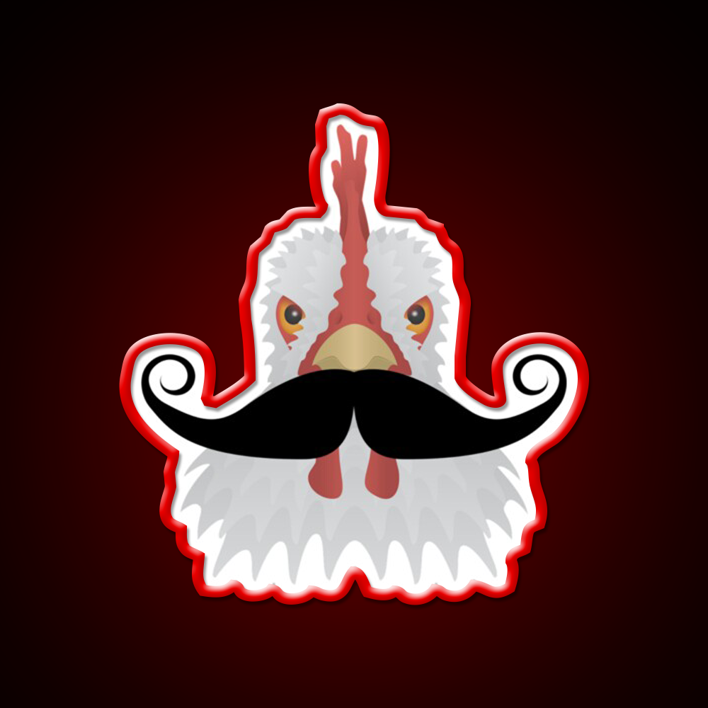 Chicken With A Moustache Fast Food Led Neon Sign For Burger Place Rgb Color