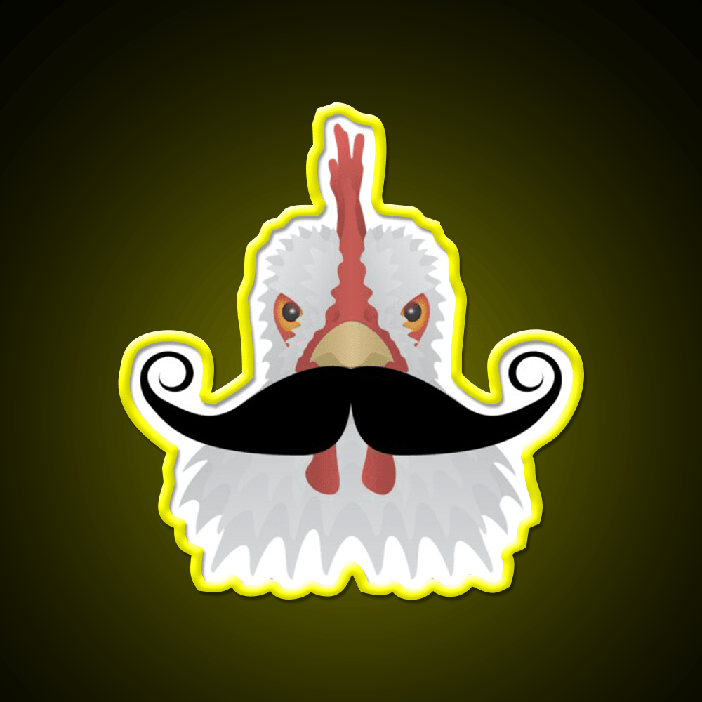 Chicken With A Moustache Fast Food Led Neon Sign For Burger Place Rgb Color - Shineneon