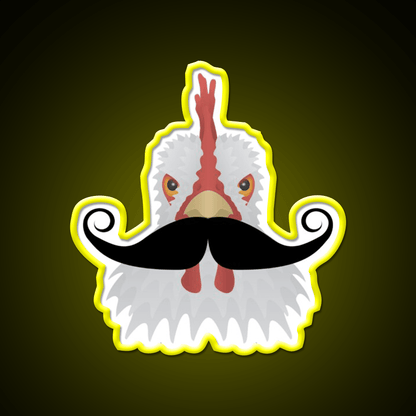 Chicken With A Moustache Fast Food Led Neon Sign For Burger Place Rgb Color - Shineneon