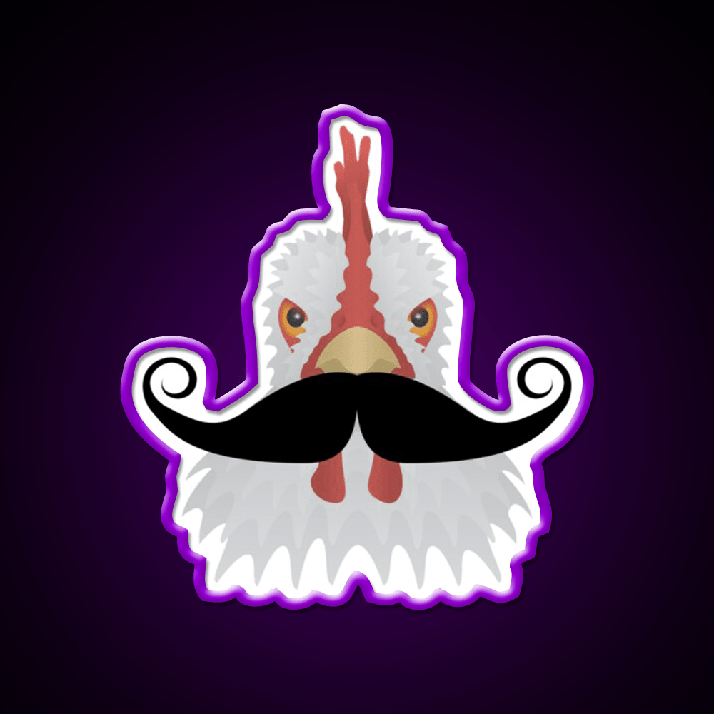 Chicken With A Moustache Fast Food Led Neon Sign For Burger Place Rgb Color - Shineneon