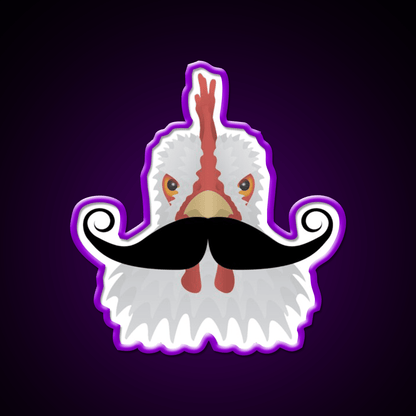 Chicken With A Moustache Fast Food Led Neon Sign For Burger Place Rgb Color - Shineneon