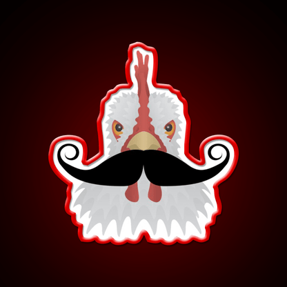 Chicken With A Moustache Fast Food Led Neon Sign For Burger Place Rgb Color - Shineneon