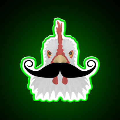 Chicken With A Moustache Fast Food Led Neon Sign For Burger Place Rgb Color - Shineneon