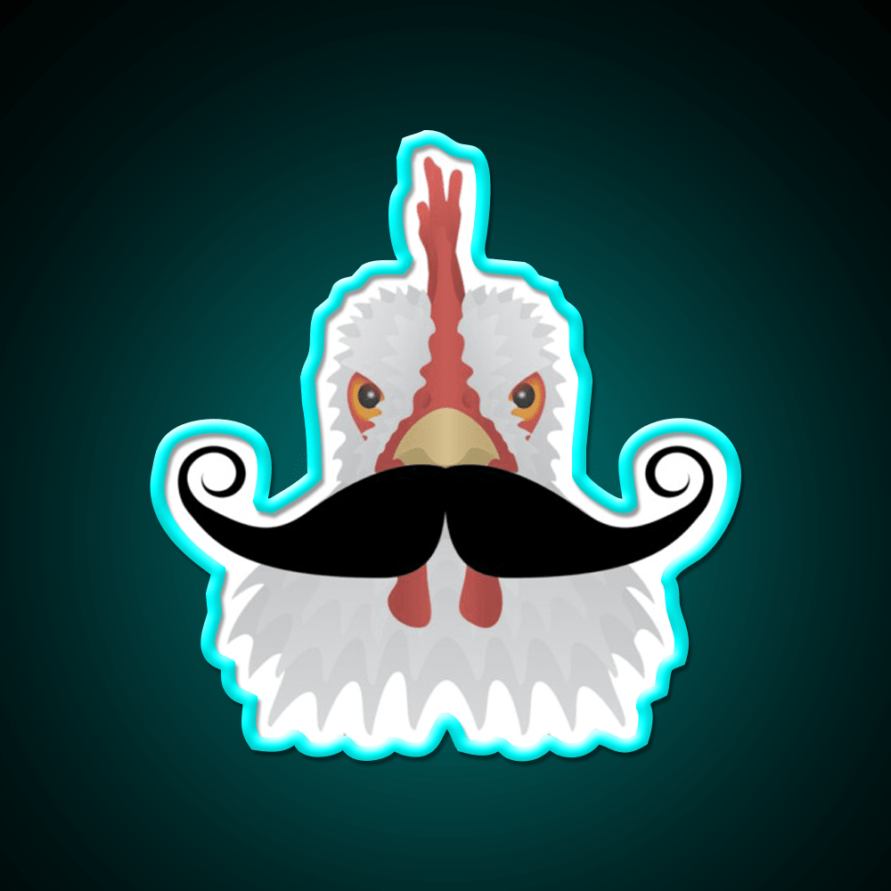 Chicken With A Moustache Fast Food Led Neon Sign For Burger Place Rgb Color - Shineneon